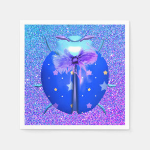 Serviette En Papier Coccinelle étoile mignon scintillant bleu violet