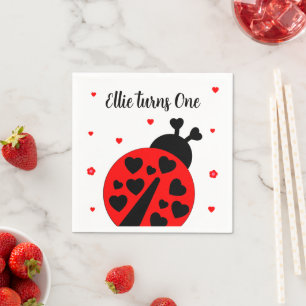 Serviette En Papier Coccinelle mignonne avec des cœurs