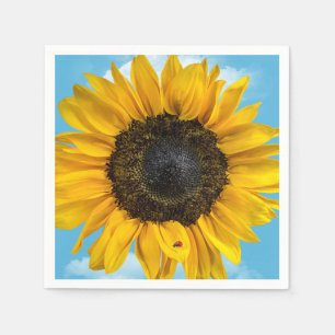 Serviette En Papier Coccinelle sur un tournesol