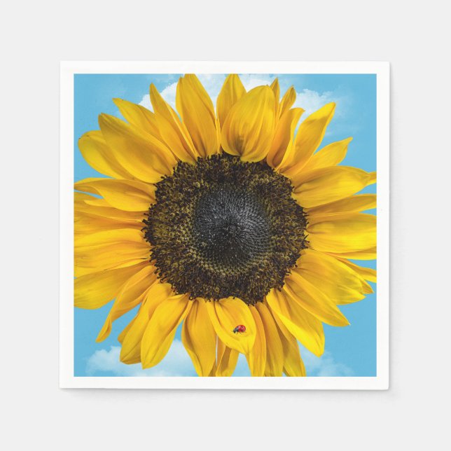 Serviette En Papier Coccinelle sur un tournesol (Devant)