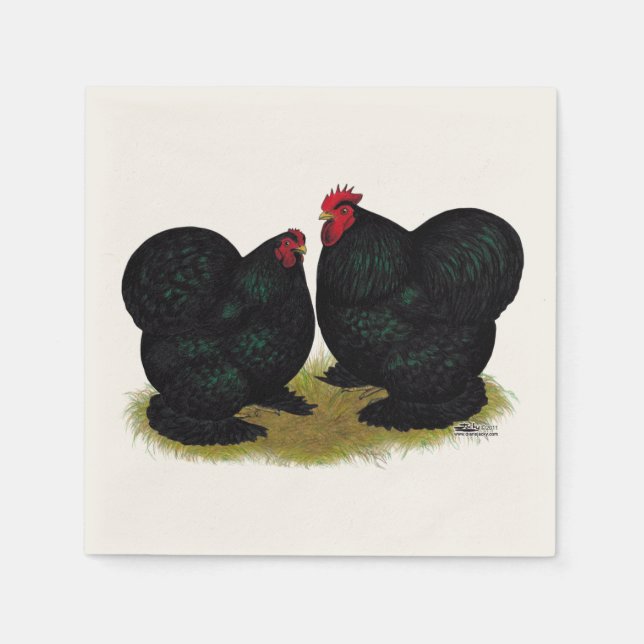 Serviette En Papier Cochins Black Bantam Paire (Devant)