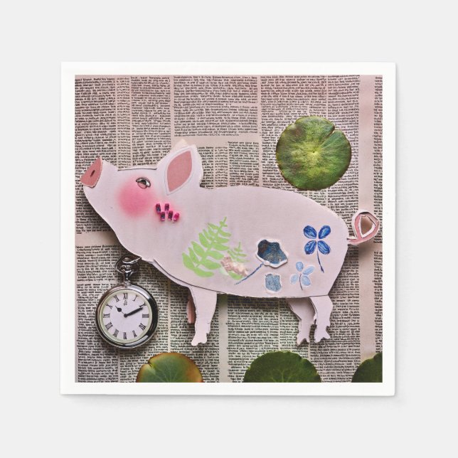Serviette en papier cochon (Devant)