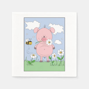 Serviette En Papier Cochon de dessin mignon