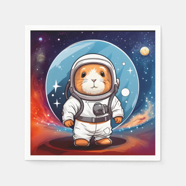 Serviette En Papier Cochon d'Inde dans l'Espace (Devant)