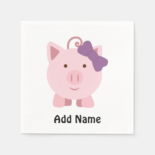 Serviette En Papier Cochon fille mignonne (Devant)