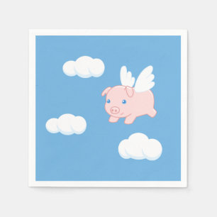 Serviette En Papier Cochon volant - Cochon mignon avec ailes