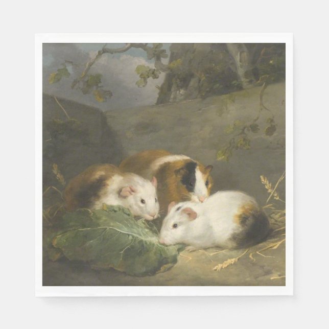 Serviette En Papier Cochons d'Inde (par George Morland) (Devant)