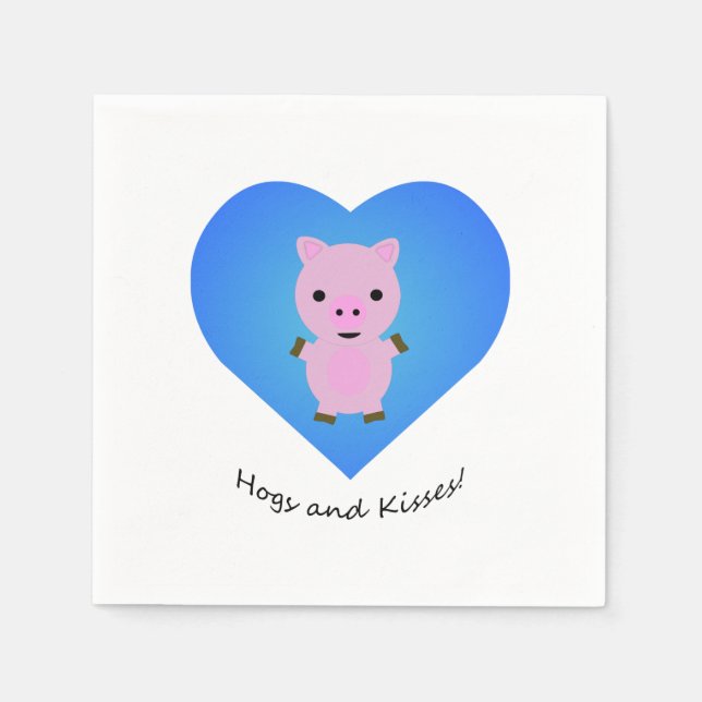 Serviette En Papier Cochons et baisers (Devant)