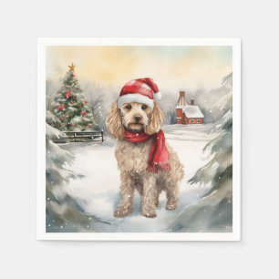 Serviette En Papier Cockapoo Dog in Snow Christmas