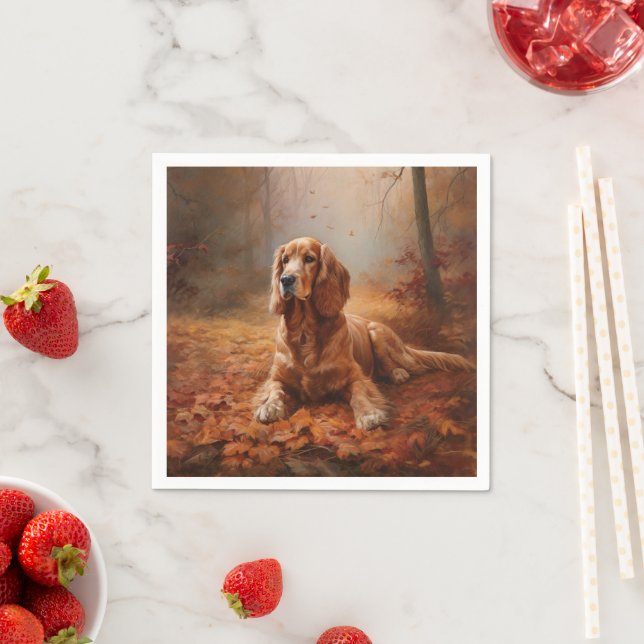 Serviette En Papier Cocker Spaniel dans les feuilles d'automne Inspire (En situation)