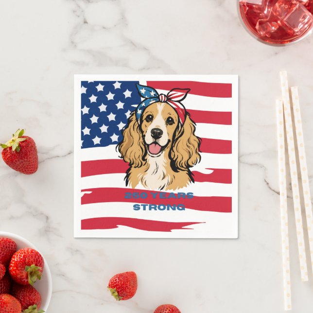 Serviette En Papier Cocker Spaniel patriotique (En situation)