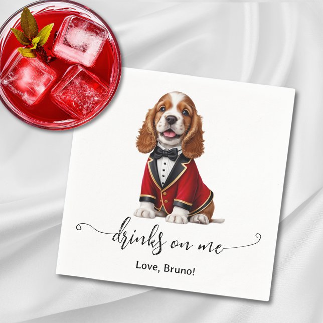 Serviette En Papier Cocker Spaniel Puppy Boissons Sur Moi Mariage (Cocker Spaniel Puppy Drinks On Me Wedding Napkins)