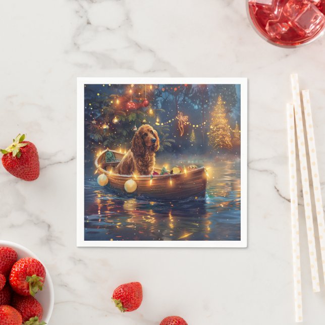 Serviette En Papier Cocker Spaniel Voyage de Noël Festif (En situation)