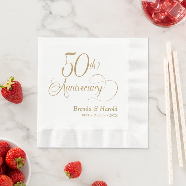 Serviette En Papier Cocktail 50e Anniversaire (En situation)