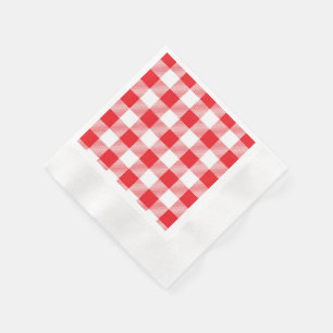 Serviette En Papier Cocktail à À damiers épices rouge et blanc élégant