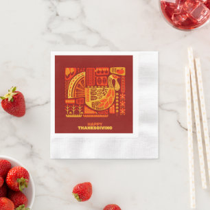 Serviette En Papier Cocktail à couture géométrique bon thanksgiving