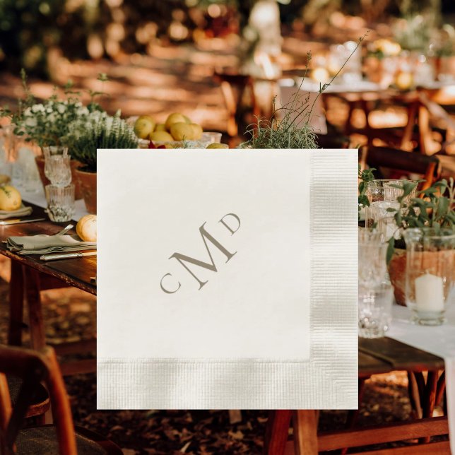 Serviette En Papier Cocktail à la crème Monogramme mariage or (Créateur téléchargé)