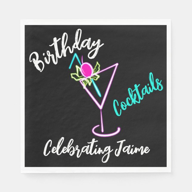 Serviette En Papier Cocktail Abstrait Neon Drink Bar Club (Devant)