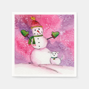 Serviette en papier Cocktail Bonhomme de neige ave