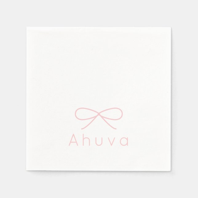 Serviette En Papier Cocktail Bow classique Napkin en rose bébé (Devant)