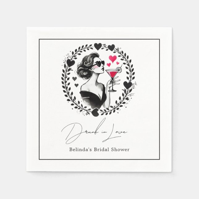 Serviette En Papier Cocktail Chic Ivresse d'Amour Réception de Mariage (Devant)