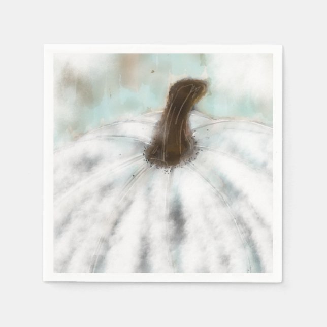 Serviette En Papier Cocktail Citrouille blanc serviettes (Devant)