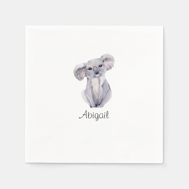 Serviette En Papier Cocktail Cute Koala Foliage (Devant)