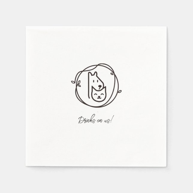 Serviette En Papier Cocktail d'art Simple Cat and Dog Line Napkin (Devant)