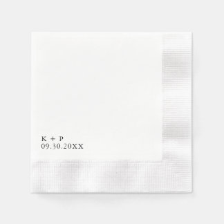 Serviette En Papier Cocktail Date + Initiale
