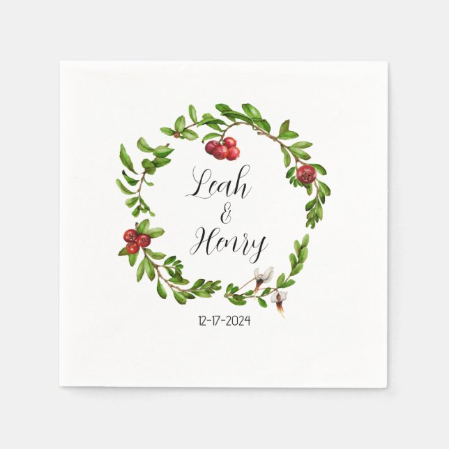 Serviette En Papier Cocktail de canneberge d'hiver (Devant)