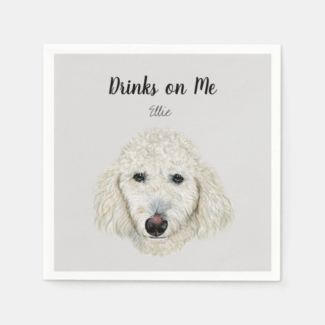 Serviette En Papier Cocktail de chien blanc serviettes (Devant)