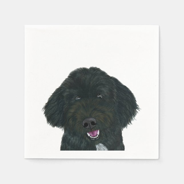 Serviette En Papier Cocktail de chien noir serviettes (Devant)