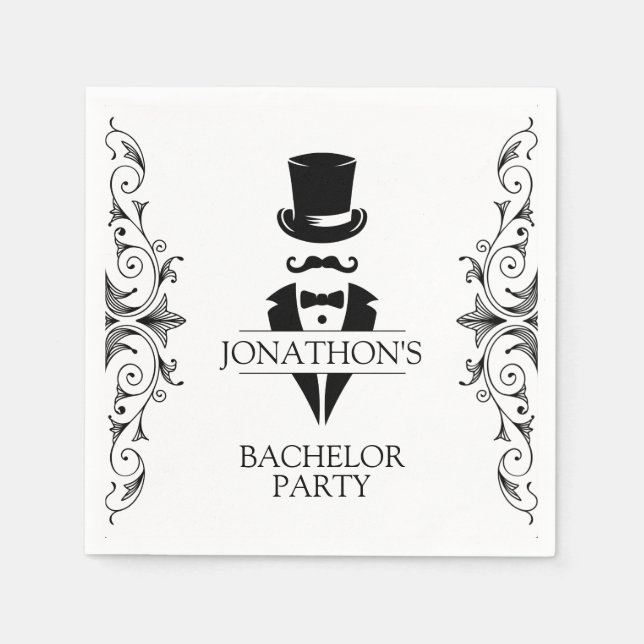 Serviette En Papier Cocktail de fête de célibataire Smoking (Devant)