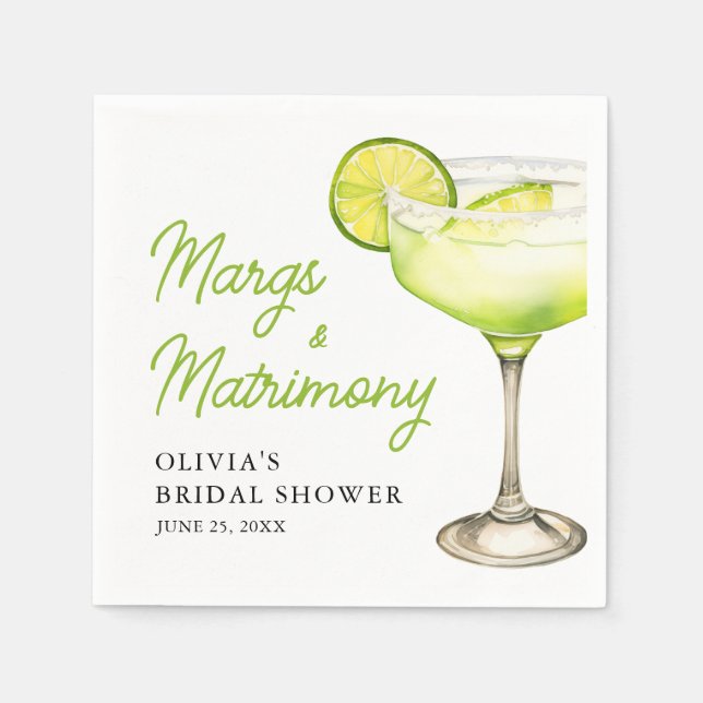 Serviette En Papier Cocktail de Fiançailles Moderne : Margs et Mariage (Devant)