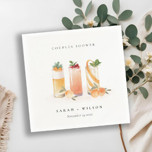 Serviette En Papier Cocktail de fruits mignon élégant pour couples Sho