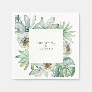 Serviette En Papier Cocktail de mariage à la végétation tropicale mode