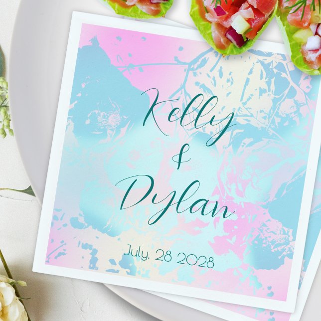 Serviette En Papier Cocktail de mariage pastel abstrait moderne (Créateur téléchargé)