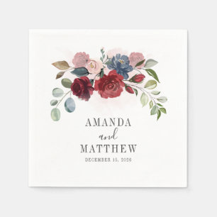 Serviette En Papier Cocktail de mariage personnalisé floral rustique d