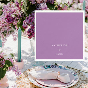 Serviette En Papier Cocktail de mariage personnalisé lavande foncé