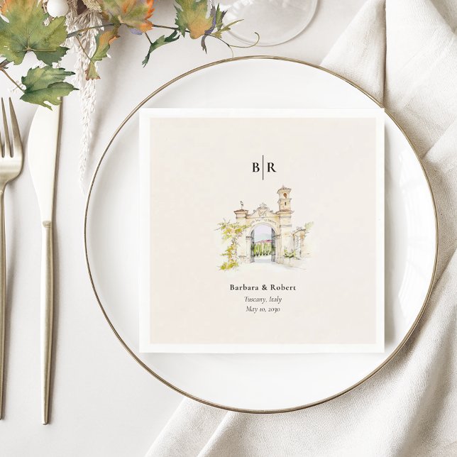 Serviette En Papier Cocktail de mariage toscan (Créateur téléchargé)