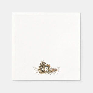 Serviette En Papier Cocktail de Monogramme de cône de pin