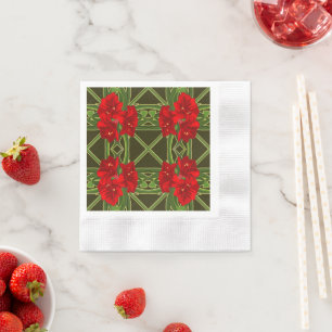 Serviette En Papier Cocktail de Noël Amaryllis