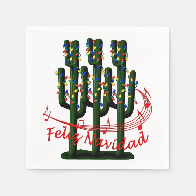 Serviette En Papier Cocktail de Noël Fiesta Feliz Navida Party (Devant)