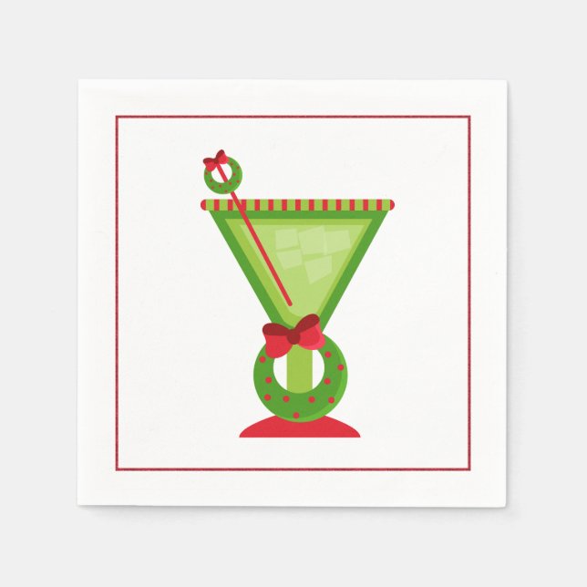Serviette En Papier Cocktail de Noël Napkin (Devant)