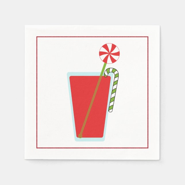 Serviette En Papier Cocktail de Noël Napkin avec martini olive (Devant)
