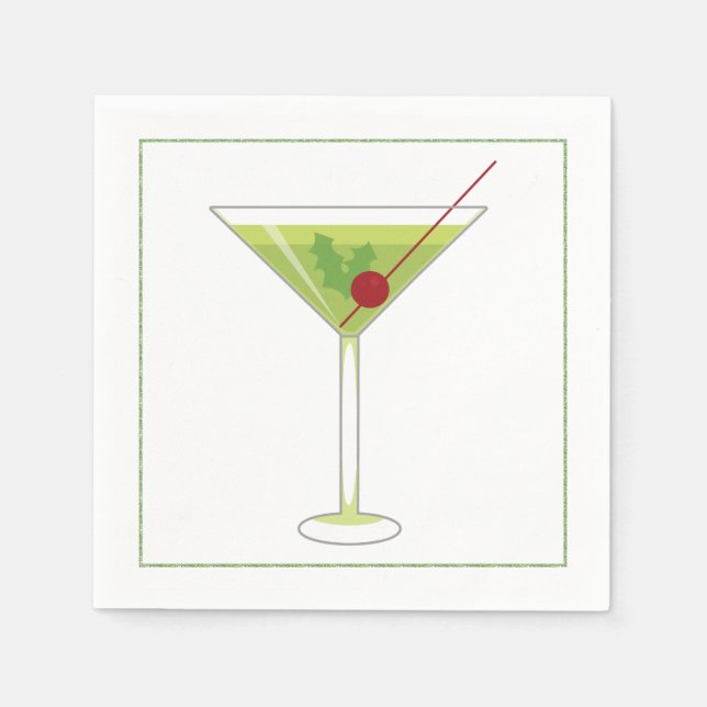 Serviette En Papier Cocktail de Noël Napkin avec martini olive (Devant)