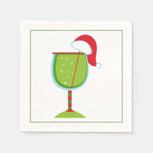 Serviette En Papier Cocktail de Noël Napkin avec martini olive