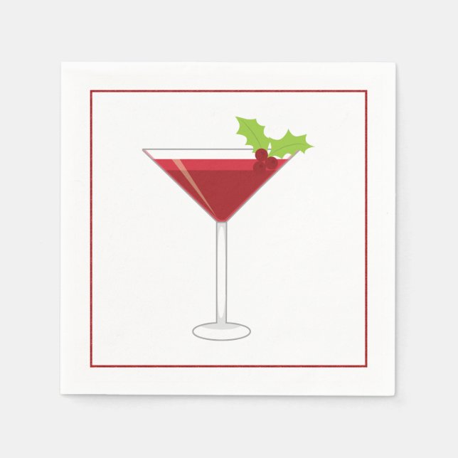 Serviette En Papier Cocktail de Noël Napkin avec martini, olive et (Devant)