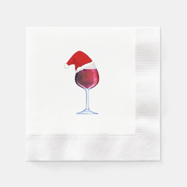 Serviette En Papier Cocktail de Noël Napkins Vin Santa Hat (Devant)