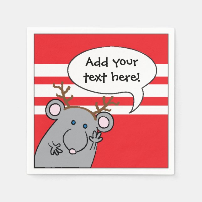 Serviette En Papier Cocktail de Noël personnalisé "Souris" de serviett (Devant)